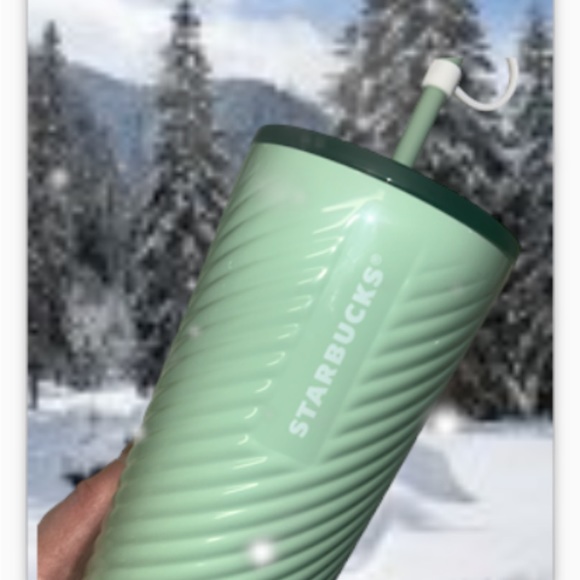Starbucks Mint Green Swirl Cup Stainless Steel Cold Tumbler 24oz Insulated New - Picture 3 of 15